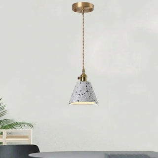 Stone terrazzo pendant ceiling lamp, vintage warm ambient hanging light