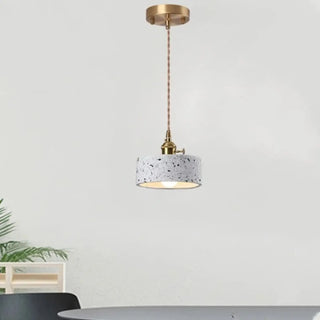 Terrazzo stone hanging pendant lamp, vintage warm ambient ceiling fixture