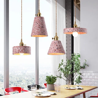 Suspension Terrazzo – Suspension Vintage | Luminaire en Pierre Durable avec Éclairage Ambiant Chaleureux