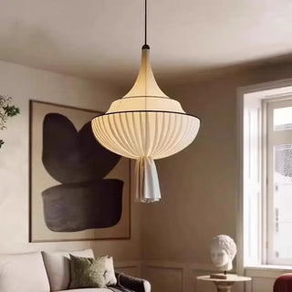 Pleated decorative lantern pendant light, ambient hanging ceiling lamp for cozy living room
