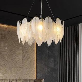MALU Feather Glass Gold-Plated Circular Ceiling Light – view 1
