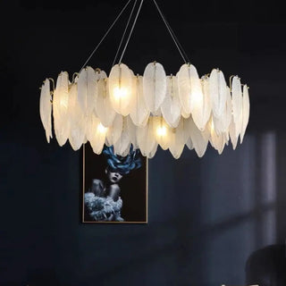 MALU Feather Glass Gold-Plated Circular Ceiling Light – view 2