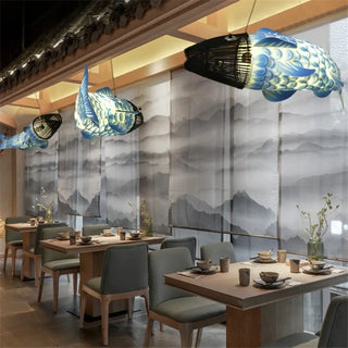 Gold fish suspension pendant lamp, artistic unique ceiling hanging light
