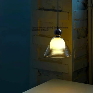 Vintage glass pendant lamp, retro elegant shade hanging ceiling light