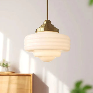 KINOU Retro Opaline Glass Chrome Ceiling Light – view 2