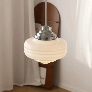 KINOU Retro Opaline Glass Chrome Ceiling Light – view 1