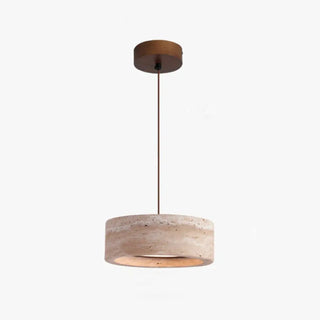 Designer travertine stone pendant lamp, round soft glow ceiling hanging light