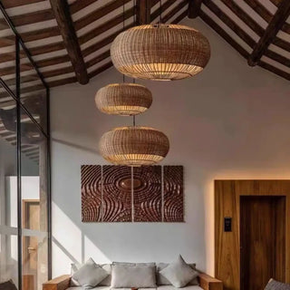 JIRAH Natural Round Rattan Ceiling Light – view 2