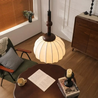 MATTI Round Brown Pattern Fabric Ceiling Light – view 3