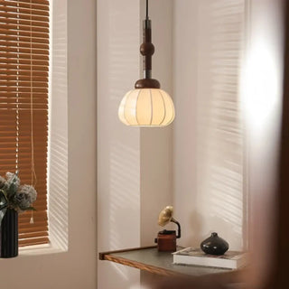 MATTI Round Brown Pattern Fabric Ceiling Light – view 2