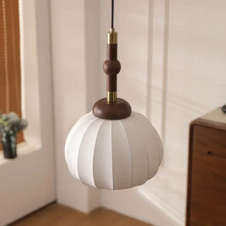 MATTI Round Brown Pattern Fabric Ceiling Light – view 4