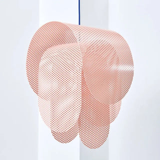 Modern interior pink pendant light, wire mesh decorative ceiling fixture