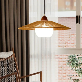 ABATINA Rattan with White Shade Ceiling Light – view 5