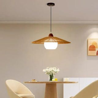 ABATINA Rattan with White Shade Ceiling Light – view 1