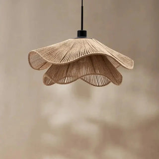 Rustic hemp rattan pendant light, handwoven eco-friendly ceiling hanging fixture