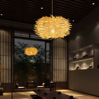 LAMPINAH Rattan Bird Nest Ceiling Light – view 1