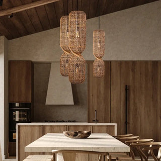 MOSAR Twisted Rattan Natural Shape Modern Ceiling Light – view 3