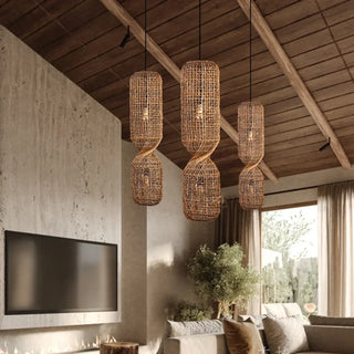 MOSAR Twisted Rattan Natural Shape Modern Ceiling Light – view 4