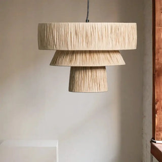 JANE Japanese Rattan 3-Level Ceiling Light – view 1