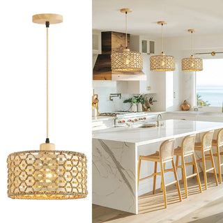 DORITUS Natural Rattan Bohemian Ceiling Light – view 2
