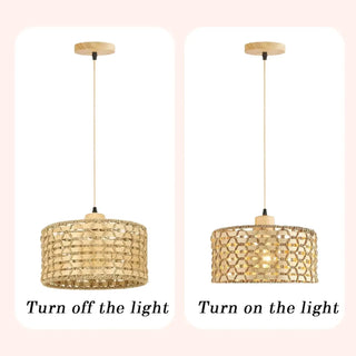 DORITUS Natural Rattan Bohemian Ceiling Light – view 3