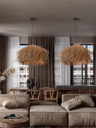 MORI Natural Rattan Modern Design Ceiling Light – view 3