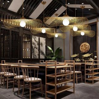 Designer handcrafted rattan pendant lamp, eco-friendly dining room ceiling light