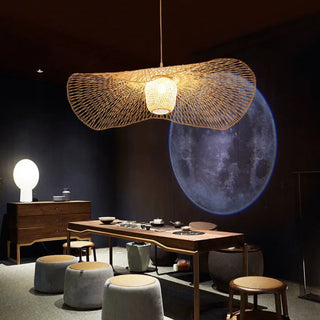 Rattan pendant light, dining room handcrafted eco-friendly ceiling fixture