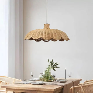 Rattan bohemian pendant light, modern daisy design ceiling hanging fixture