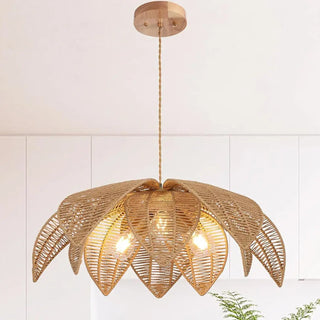 Designer Scandinavian rattan pendant lamp, handcrafted shade ceiling hanging light