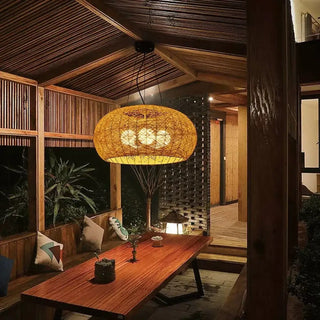 LOVA Rattan Braided Oval Zen Ceiling Light – view 4