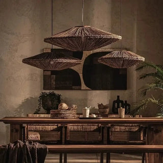 HAGA Brown Braided Rattan Ceiling Light – view 1