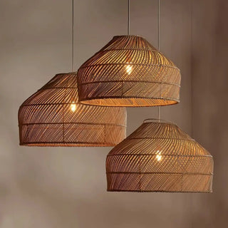 ARONA Braided Rattan Bohemian Natural Style Ceiling Light – view 2