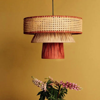 Nordic handcrafted rattan pendant lamp, natural fiber woven ceiling hanging light