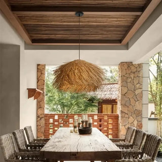 NID Braided Rattan Nest Vintage Style Ceiling Light – view 3