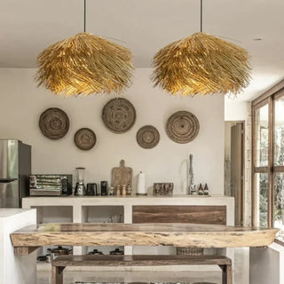 NID Braided Rattan Nest Vintage Style Ceiling Light – view 2