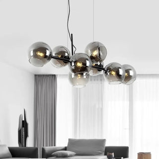 DINA Scandinavian Ceiling Light with 8 Black Tinted Glass Globes – view 7