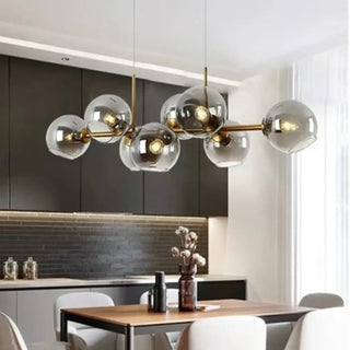 DINA Scandinavian Ceiling Light with 8 Black Tinted Glass Globes – view 1