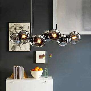 DINA Scandinavian Ceiling Light with 8 Black Tinted Glass Globes – view 6