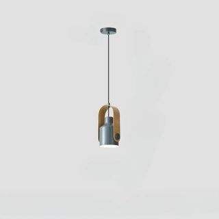 Contemporary Scandinavian pendant, adjustable wood metal ceiling light fixture