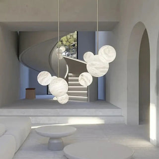Sculptural pendant light, floating alabaster lamp modern ambient ceiling fixture