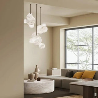 Floating alabaster pendant lamp, sculptural modern ambient ceiling hanging light