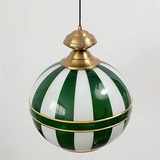 ANIKA Sphere Striped Green and White Glass Ceiling Light – view 3