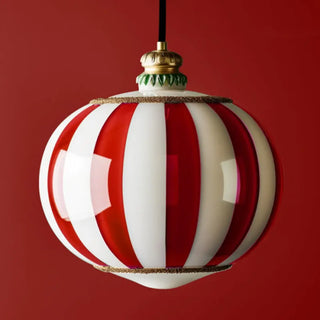 ANIKA Sphere Striped Green and White Glass Ceiling Light – view 4