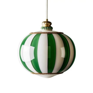 ANIKA Sphere Striped Green and White Glass Ceiling Light – view 6