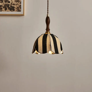NANIE Black White Striped Gold Detail Ceiling Light – view 1