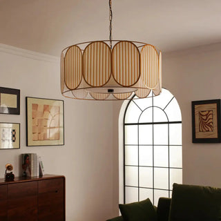 DIAM Art Deco Beige and Gold Striped Ceiling Light – view 4