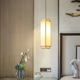 Chinese minimalist pendant lamp with marble base, hanging ceiling light for living room