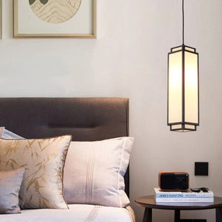 Minimalist Chinese pendant light with marble base, hanging ceiling lamp for living room