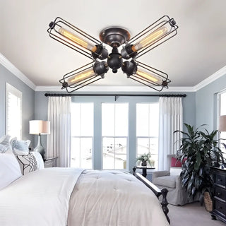 DINIRA Industrial Vintage Glass Ceiling Light – Retro Style Designer Fixture